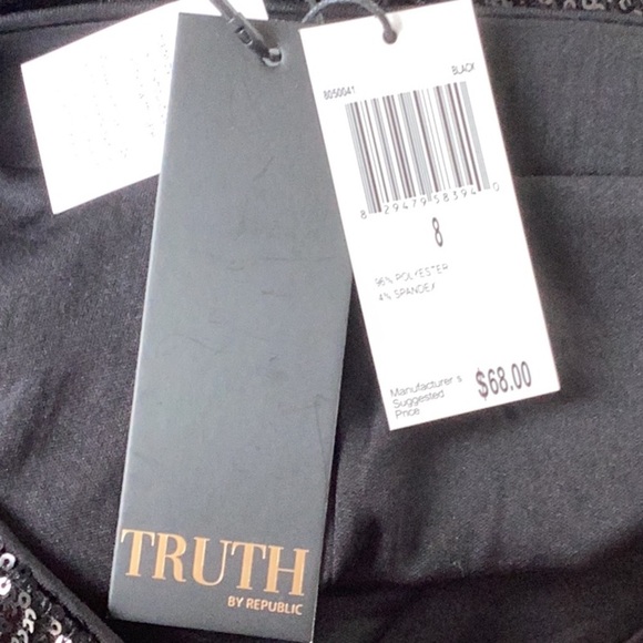 TRUTH NWT WOMENS WIDE LEG BLACK SEQUIN SPARKLING TROUSERS PANTS SIZE 8 PARTY - Picture 8 of 9